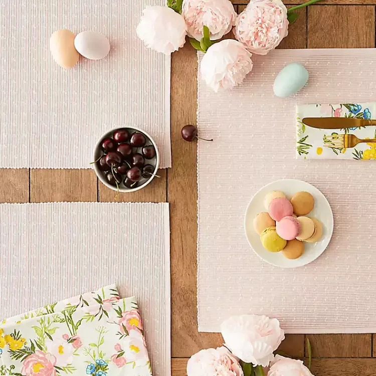 Table Linens-Kirklands Home Pastel Rose Dobby Placemats, Set of 6 Pink