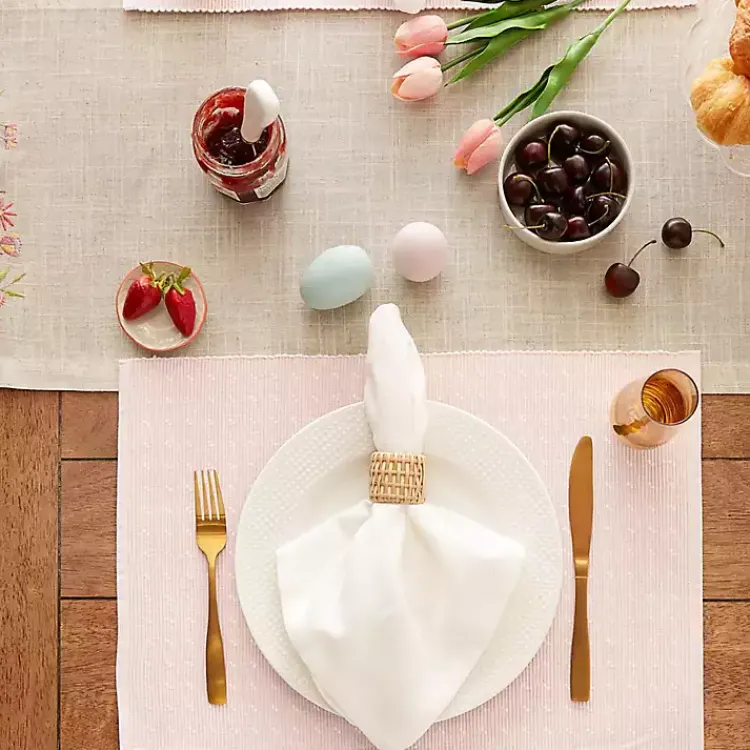 Table Linens-Kirklands Home Pastel Rose Dobby Placemats, Set of 6 Pink