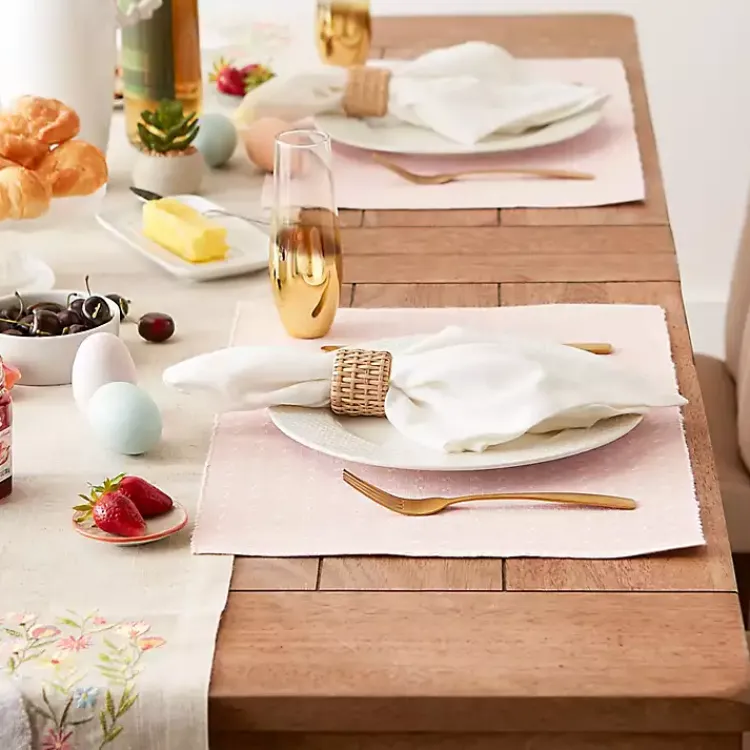 Table Linens-Kirklands Home Pastel Rose Dobby Placemats, Set of 6 Pink