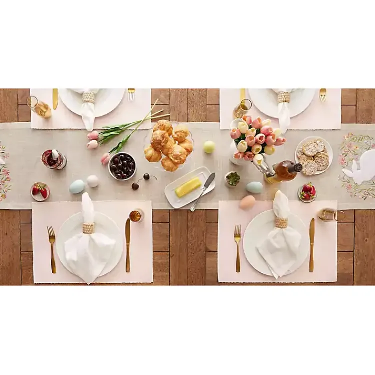 Table Linens-Kirklands Home Pastel Rose Dobby Placemats, Set of 6 Pink