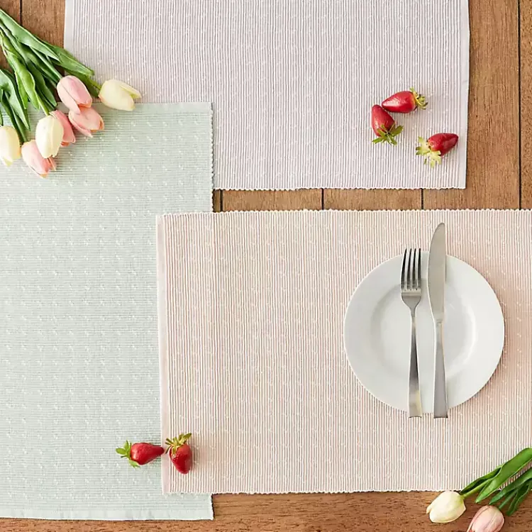 Table Linens-Kirklands Home Pastel Rose Dobby Placemats, Set of 6 Pink