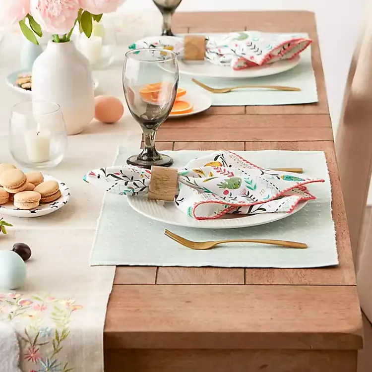 Table Linens-Kirklands Home Pastel Misty Dobby Placemats, Set of 6 Blue