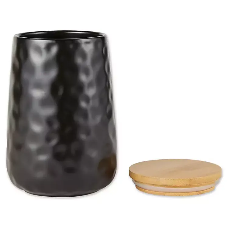 Kitchen Storage-Kirklands Home Dimpled Bamboo Canisters, Set of 2 Black