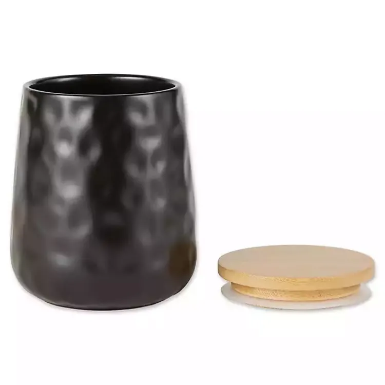 Kitchen Storage-Kirklands Home Dimpled Bamboo Canisters, Set of 2 Black