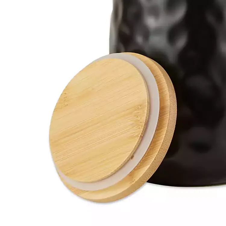 Kitchen Storage-Kirklands Home Dimpled Bamboo Canisters, Set of 2 Black