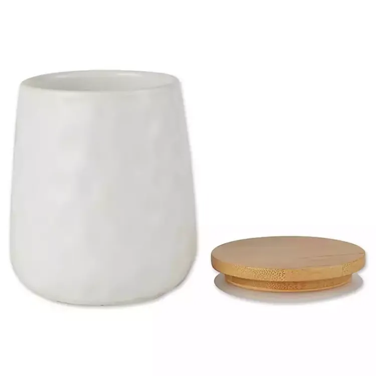 Kitchen Storage-Kirklands Home Dimpled Bamboo Canisters, Set of 2 White