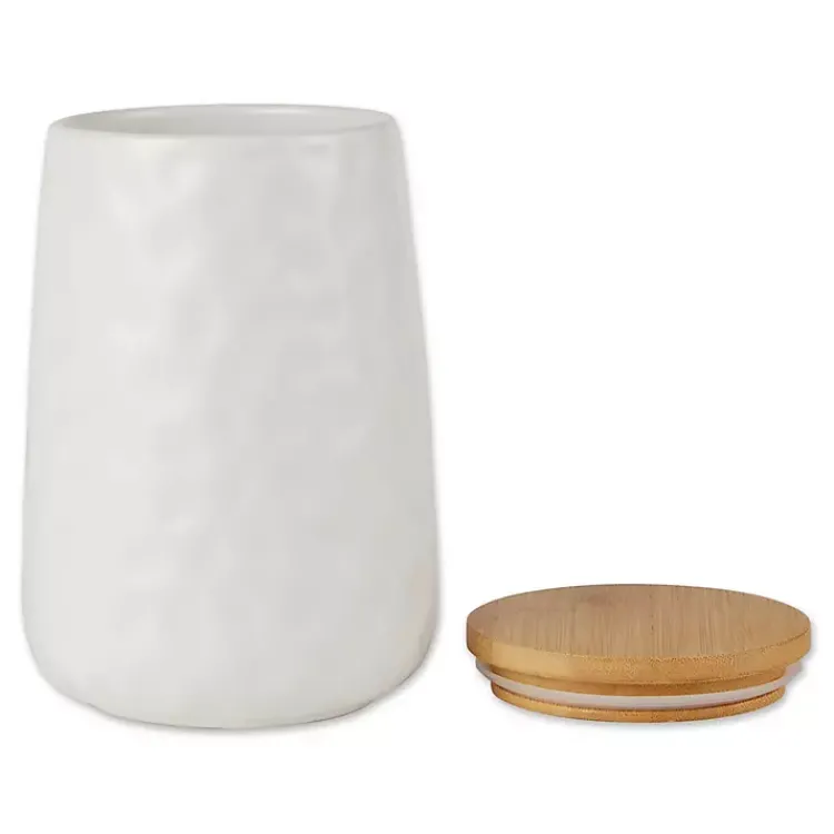 Kitchen Storage-Kirklands Home Dimpled Bamboo Canisters, Set of 2 White