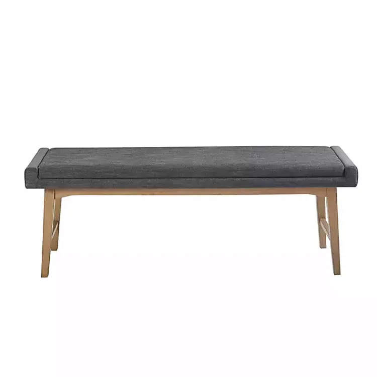 Benches & Ottomans-Kirklands Home Upholstered and Wood Legs Bench Gray