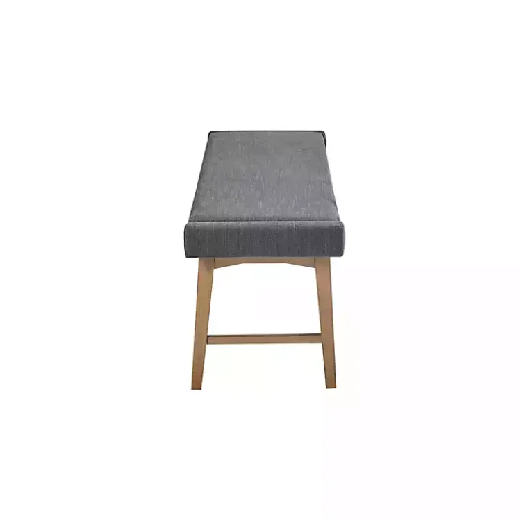 Benches & Ottomans-Kirklands Home Upholstered and Wood Legs Bench Gray
