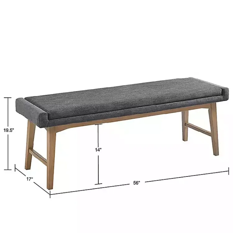 Benches & Ottomans-Kirklands Home Upholstered and Wood Legs Bench Gray