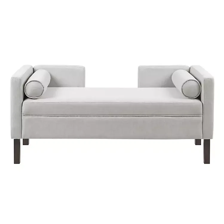 Benches & Ottomans-Kirklands Home Upholstered Modern Split Back Bench Gray