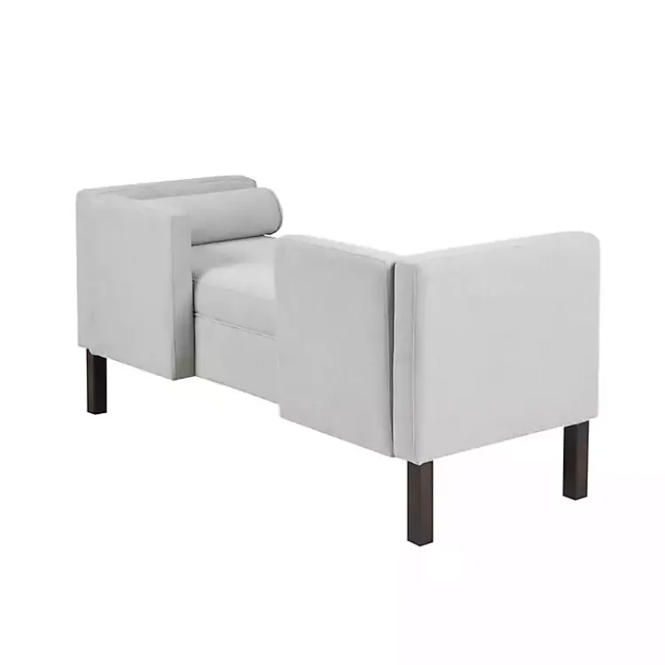 Benches & Ottomans-Kirklands Home Upholstered Modern Split Back Bench Gray