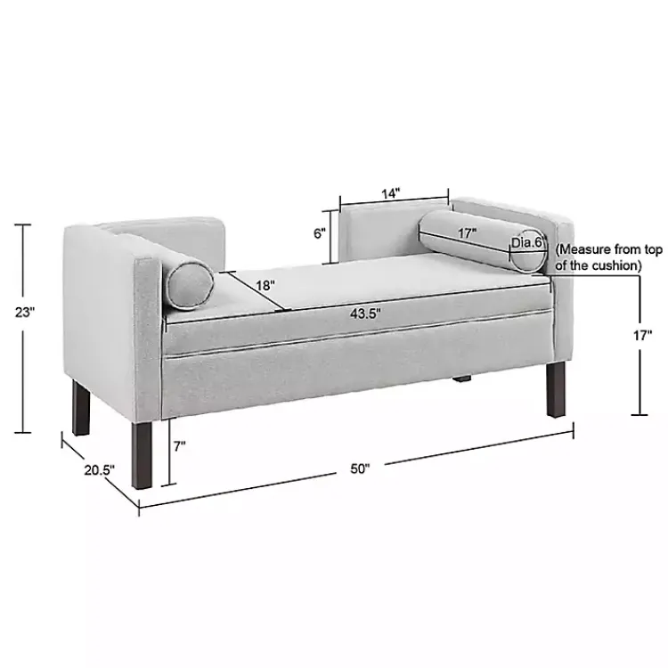 Benches & Ottomans-Kirklands Home Upholstered Modern Split Back Bench Gray