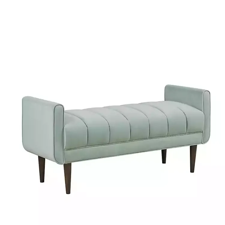 Benches & Ottomans-Kirklands Home Seafoam Velvet Bench Green