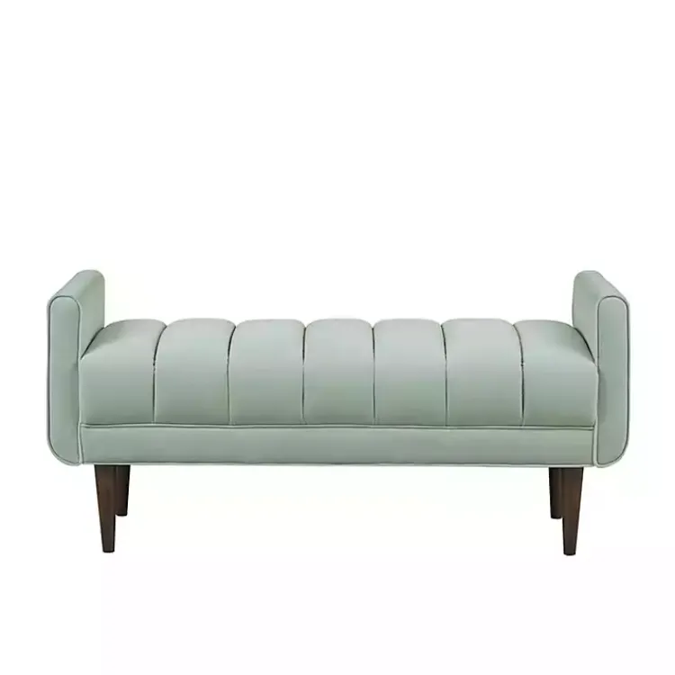 Benches & Ottomans-Kirklands Home Seafoam Velvet Bench Green