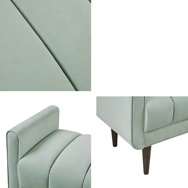 Benches & Ottomans-Kirklands Home Seafoam Velvet Bench Green