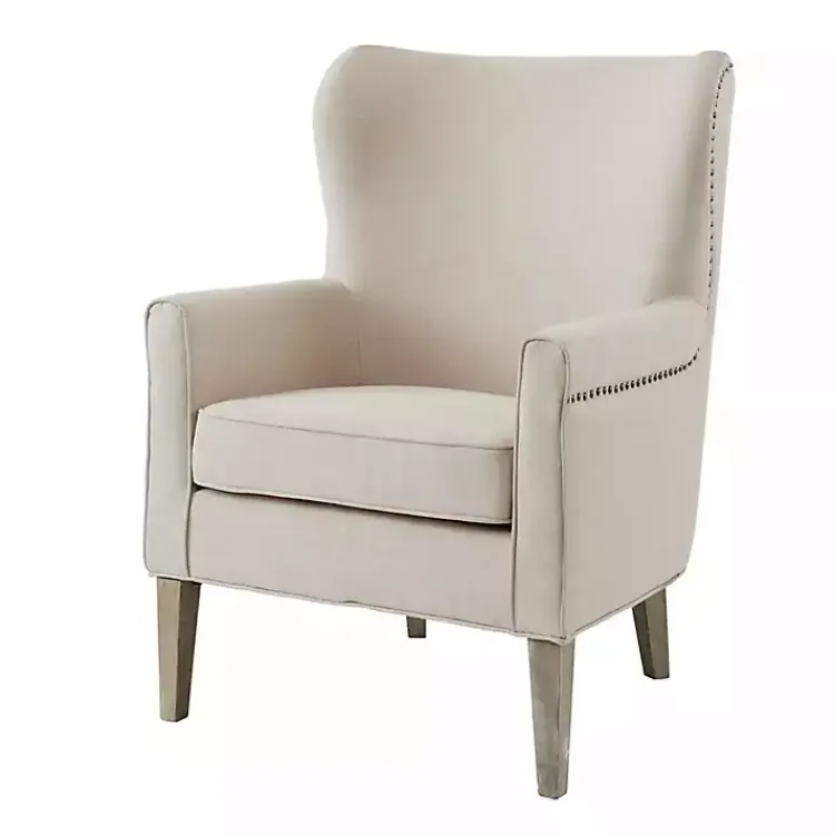 Accent Chairs-Kirklands Home Curved Wingback Accent Chair Ivory