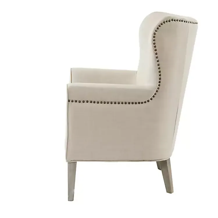 Accent Chairs-Kirklands Home Curved Wingback Accent Chair Ivory