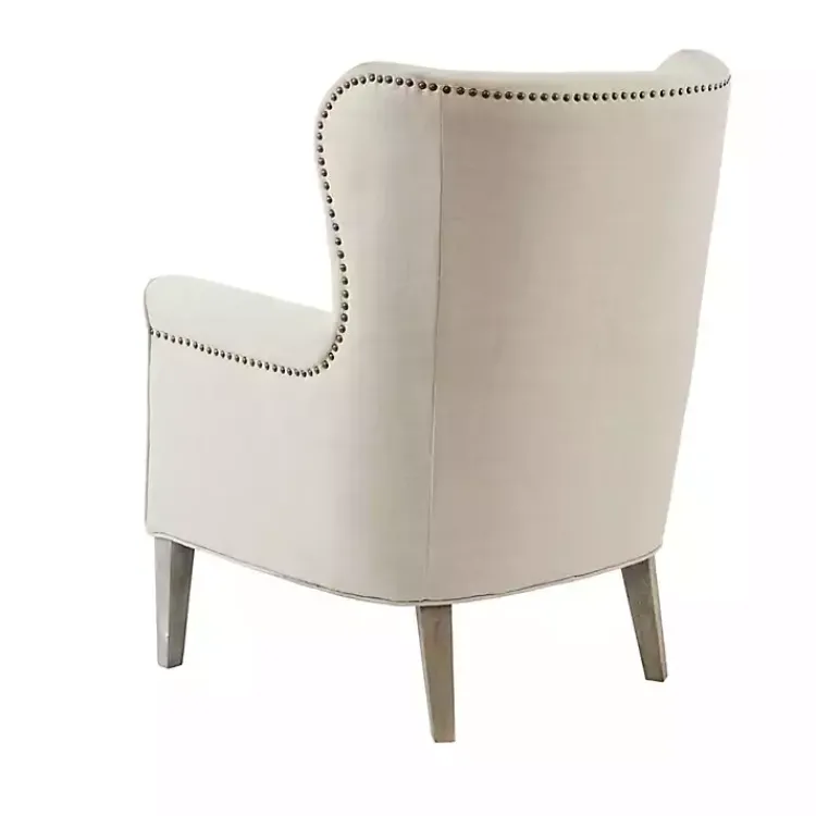 Accent Chairs-Kirklands Home Curved Wingback Accent Chair Ivory