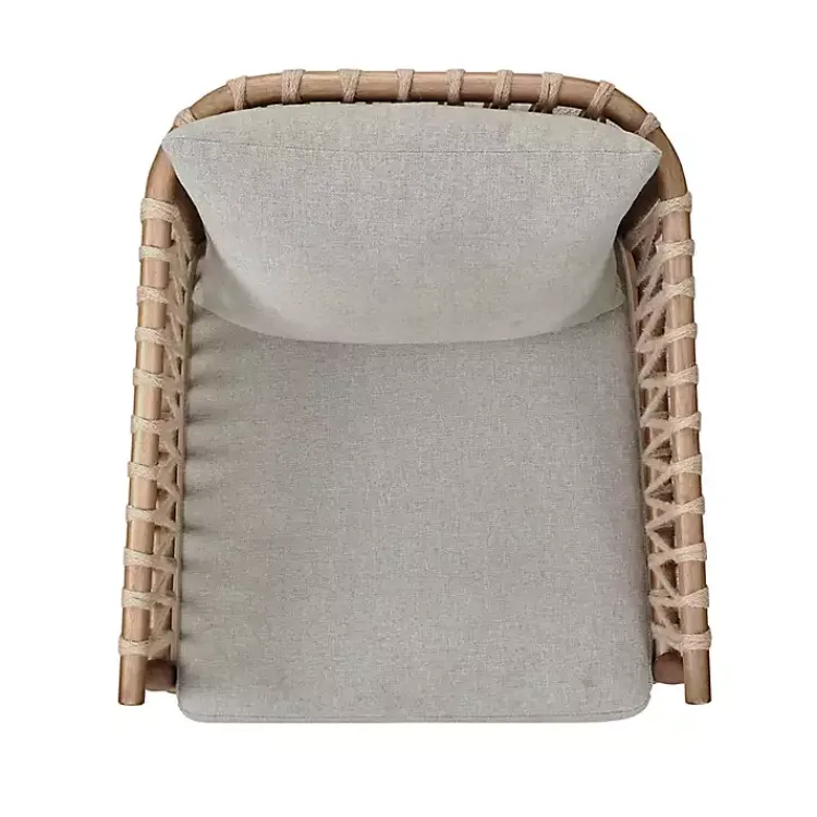Accent Chairs-Kirklands Home Curved Wood and Jute Rope Accent Chair Gray