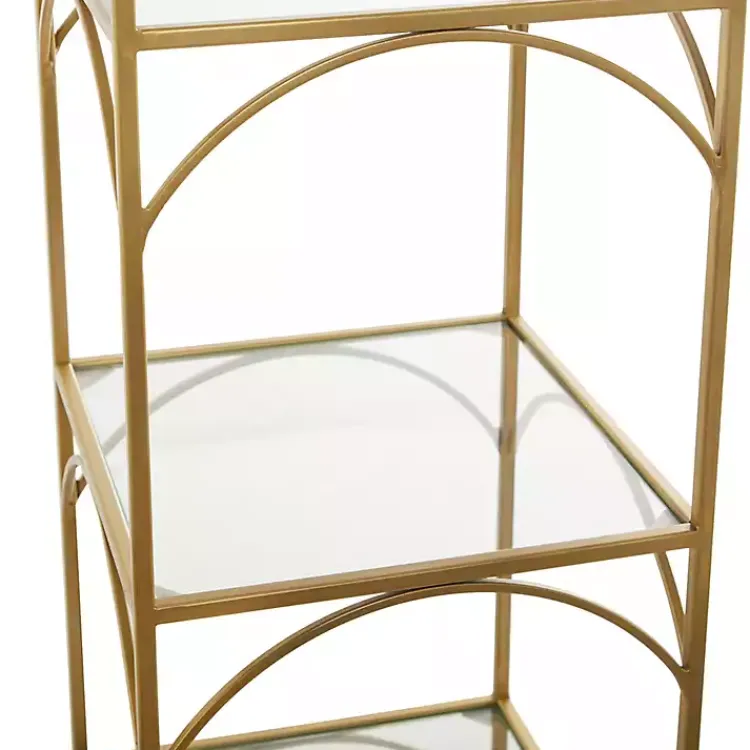 Bookshelves-Kirklands Home Metal and Clear Glass 4-Tier Shelf Gold