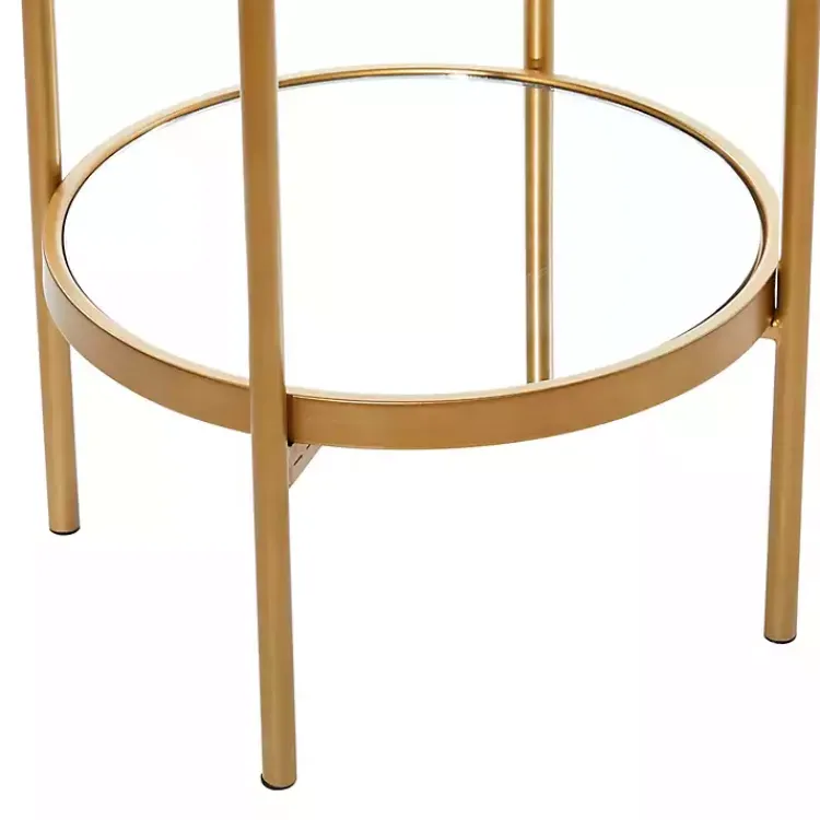 Bookshelves-Kirklands Home Mirrored Two-Tier Cage Shelf Gold