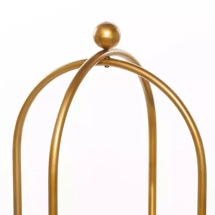 Bookshelves-Kirklands Home Mirrored Two-Tier Cage Shelf Gold