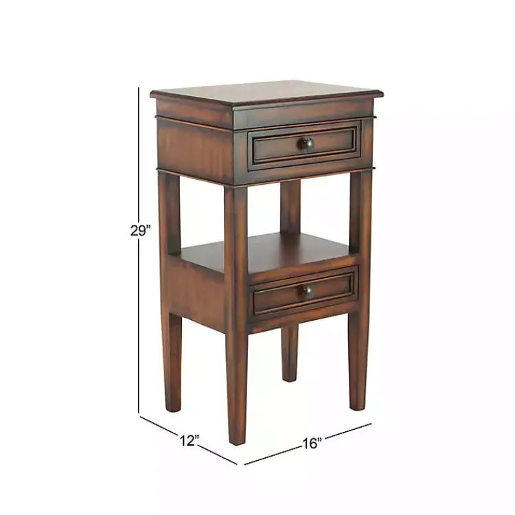 Accent & End Tables-Kirklands Home Fir Wood Tiered Side Table Brown