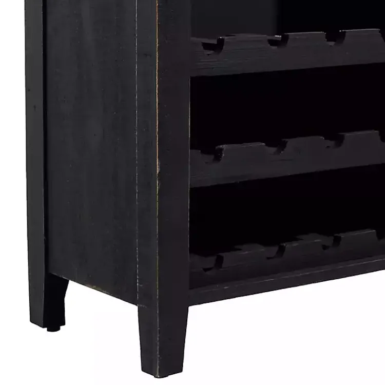 Cabinets & Sideboards-Kirklands Home Rustic Galvanized Top Wine Cabinet Black