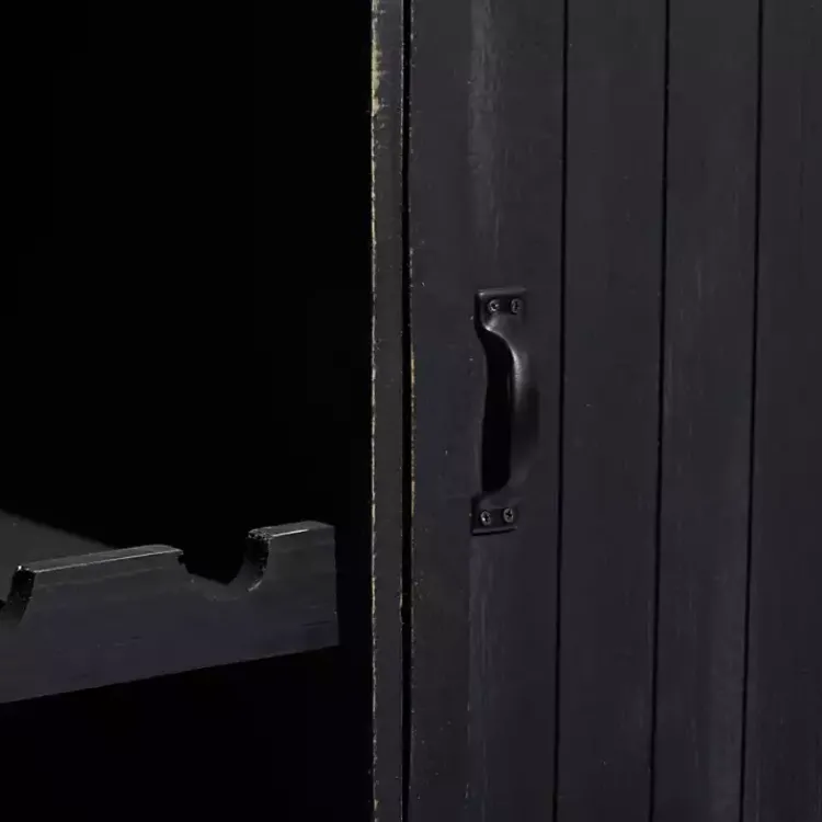 Cabinets & Sideboards-Kirklands Home Rustic Galvanized Top Wine Cabinet Black