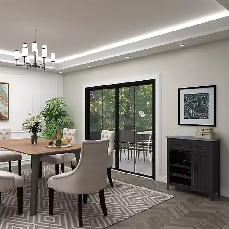 Cabinets & Sideboards-Kirklands Home Rustic Galvanized Top Wine Cabinet Black