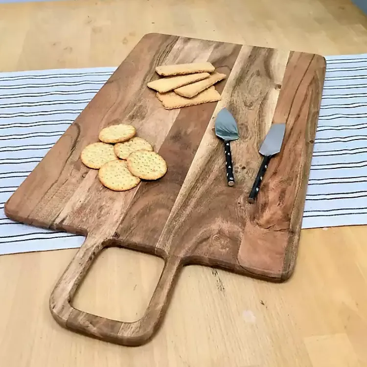 Serving & Entertaining-Kirklands Home Rectangle Acacia Wood Paddle Handle Board Brown