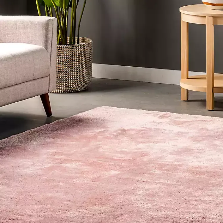 Area Rugs-Kirklands Home Shag Washable Area Rug, 5x8 Pink