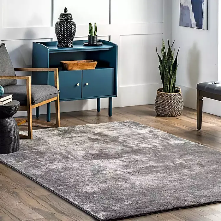Area Rugs-Kirklands Home Shag Washable Area Rug, 5x8 Gray