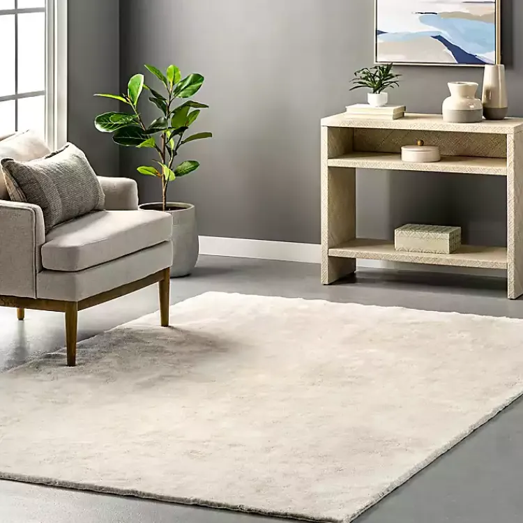 Area Rugs-Kirklands Home Cream Shag Washable Area Rug, 8x10 White