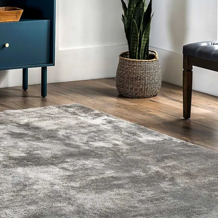 Area Rugs-Kirklands Home Shag Washable Area Rug, 6x9 Gray