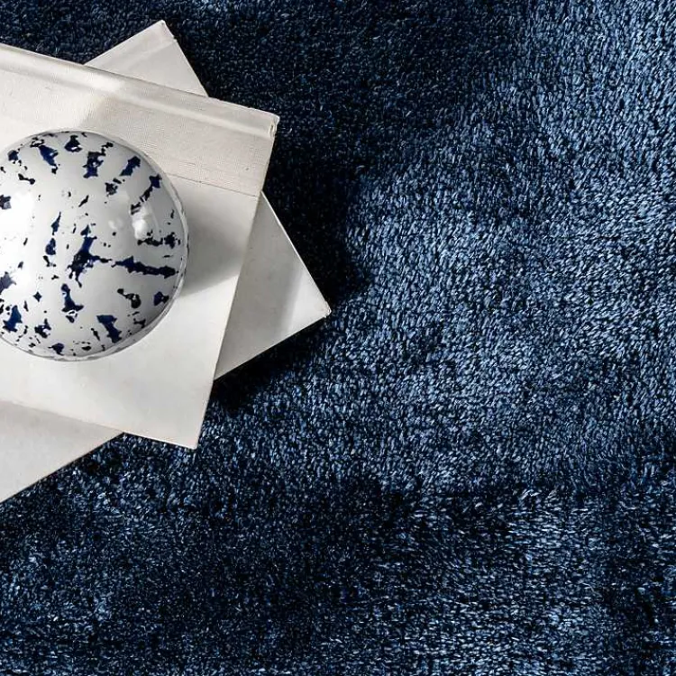 Area Rugs-Kirklands Home Navy Shag Washable Area Rug, 6x9 Blue