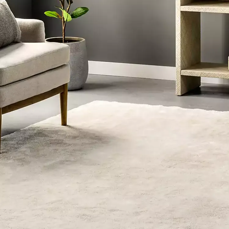 Area Rugs-Kirklands Home Whitlow Cream Shag Washable Area Rug, 5x8 Ivory