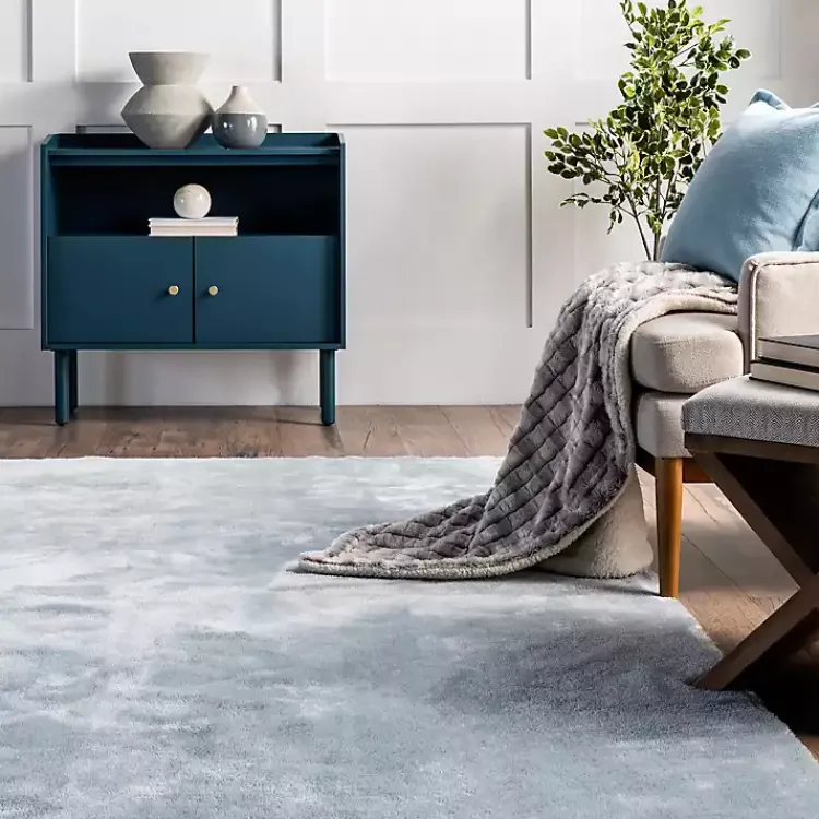 Area Rugs-Kirklands Home Whitlow Shag Washable Area Rug, 8x10 Blue