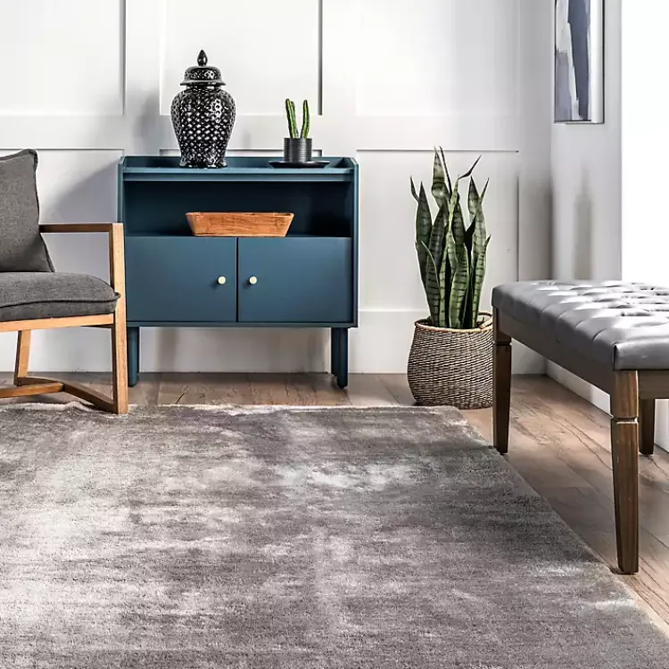 Area Rugs-Kirklands Home Whitlow Charcoal Shag Washable Area Rug, 8x10 Gray