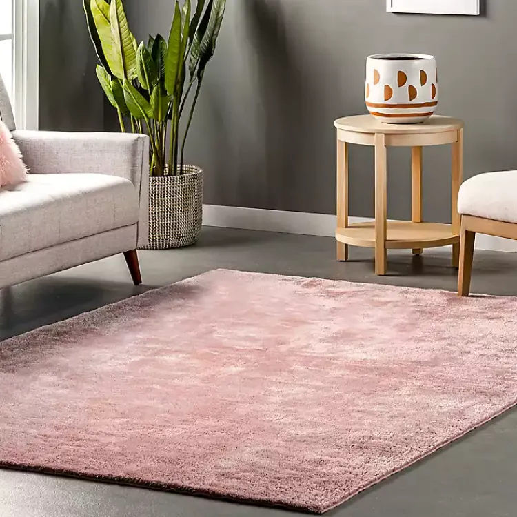 Area Rugs-Kirklands Home Whitlow Shag Washable Area Rug, 6x9 Pink