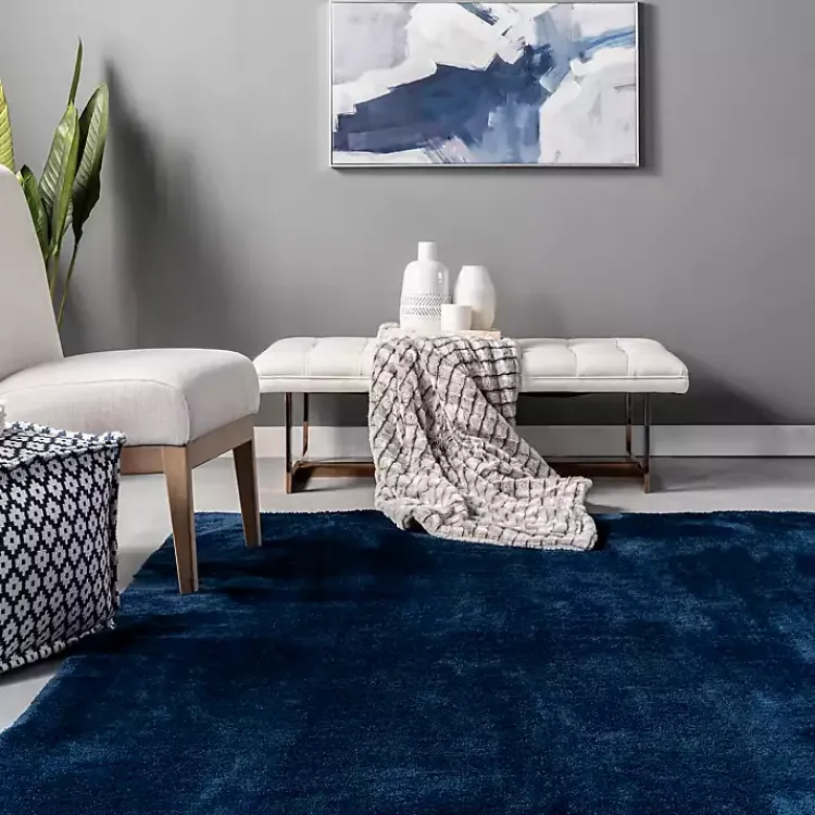 Area Rugs-Kirklands Home Whitlow Navy Shag Washable Area Rug, 8x10 Blue