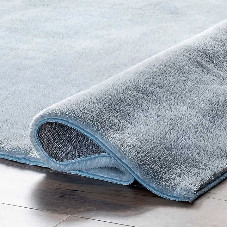 Area Rugs-Kirklands Home Whitlow Shag Washable Area Rug, 6x9 Blue