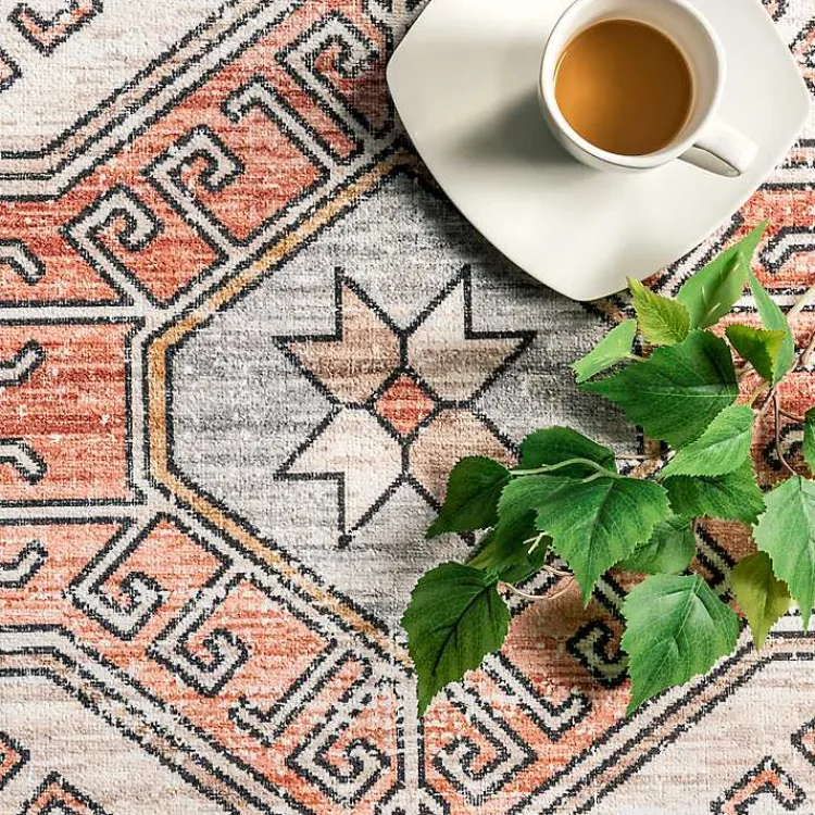 Area Rugs-Kirklands Home Black Tribal Motif Washable Area Rug, 5x8