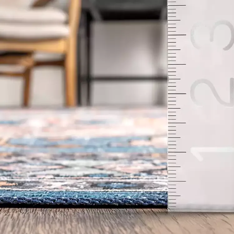 Area Rugs-Kirklands Home Blue Tribal Motif Washable Area Rug, 5x8