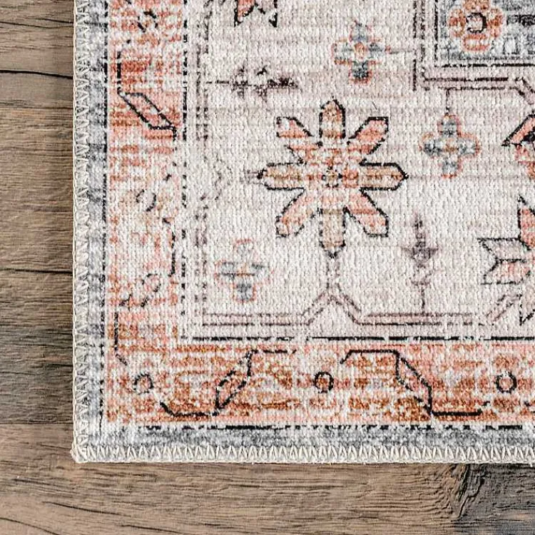 Area Rugs-Kirklands Home Black Vintage Motif Washable Area Rug, 5x8