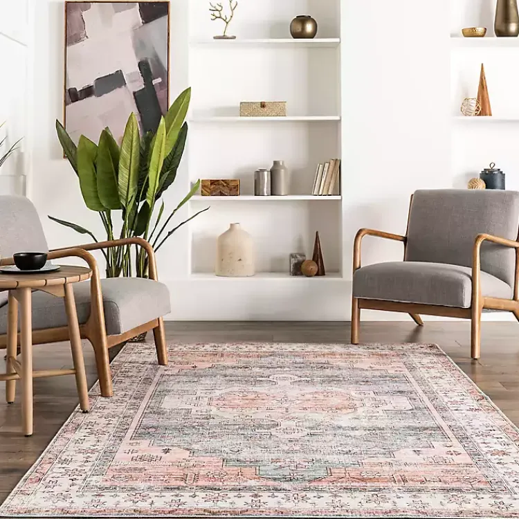 Area Rugs-Kirklands Home Black Vintage Motif Washable Area Rug, 8x10