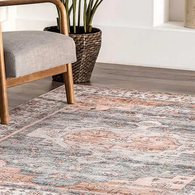 Area Rugs-Kirklands Home Black Vintage Motif Washable Area Rug, 8x10