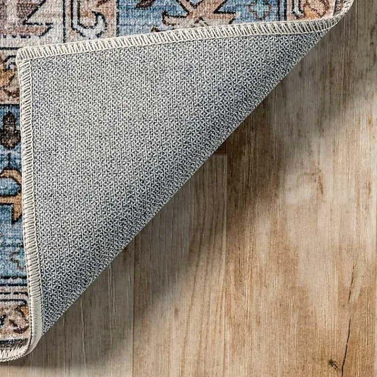 Area Rugs-Kirklands Home Blue Distressed Medallion Washable Area Rug, 8x10