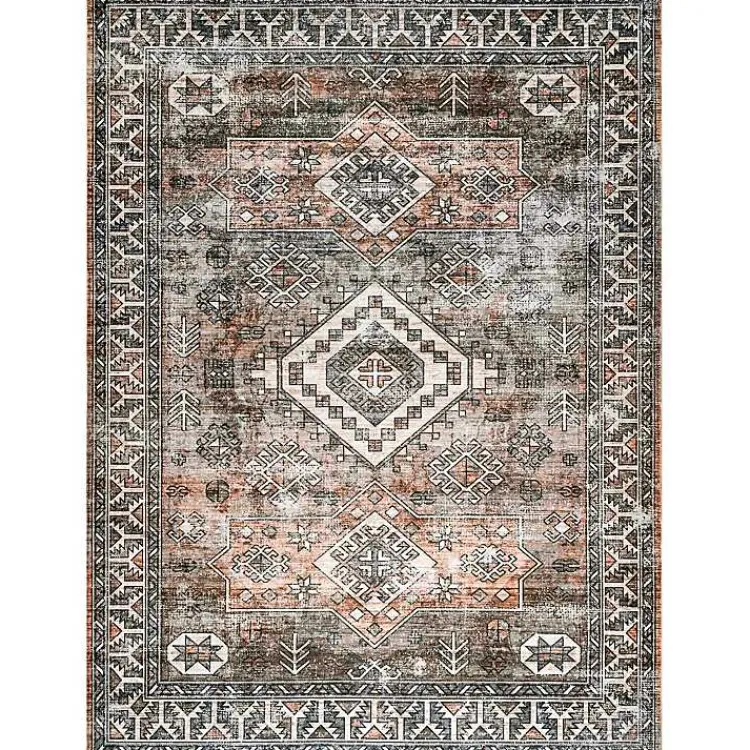 Area Rugs-Kirklands Home Orange Tribal Washable Area Rug, 8x10